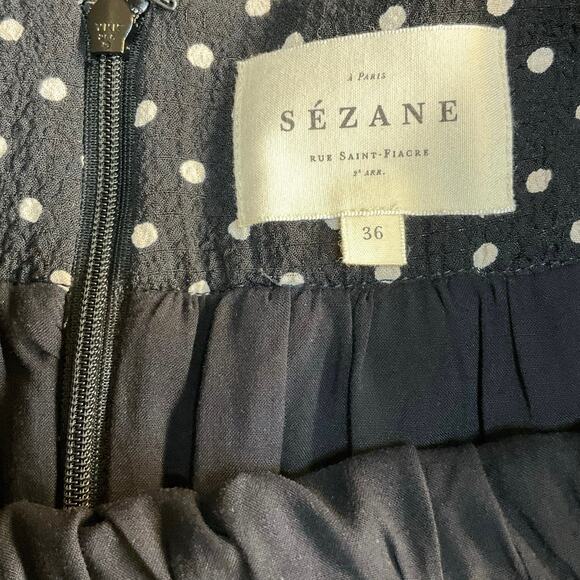 Sezane Black and Cream Poka Dot Ruffle Mini Skirt Size Size 36 (US 4) - Picture 3 of 7